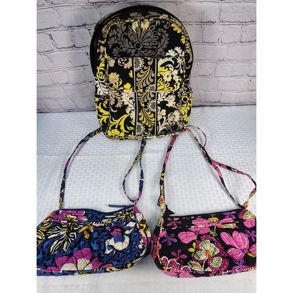Vera Bradley -Lot 3 Quilted Floral Purses Bags Handbags (2) + Floral Backpack -1